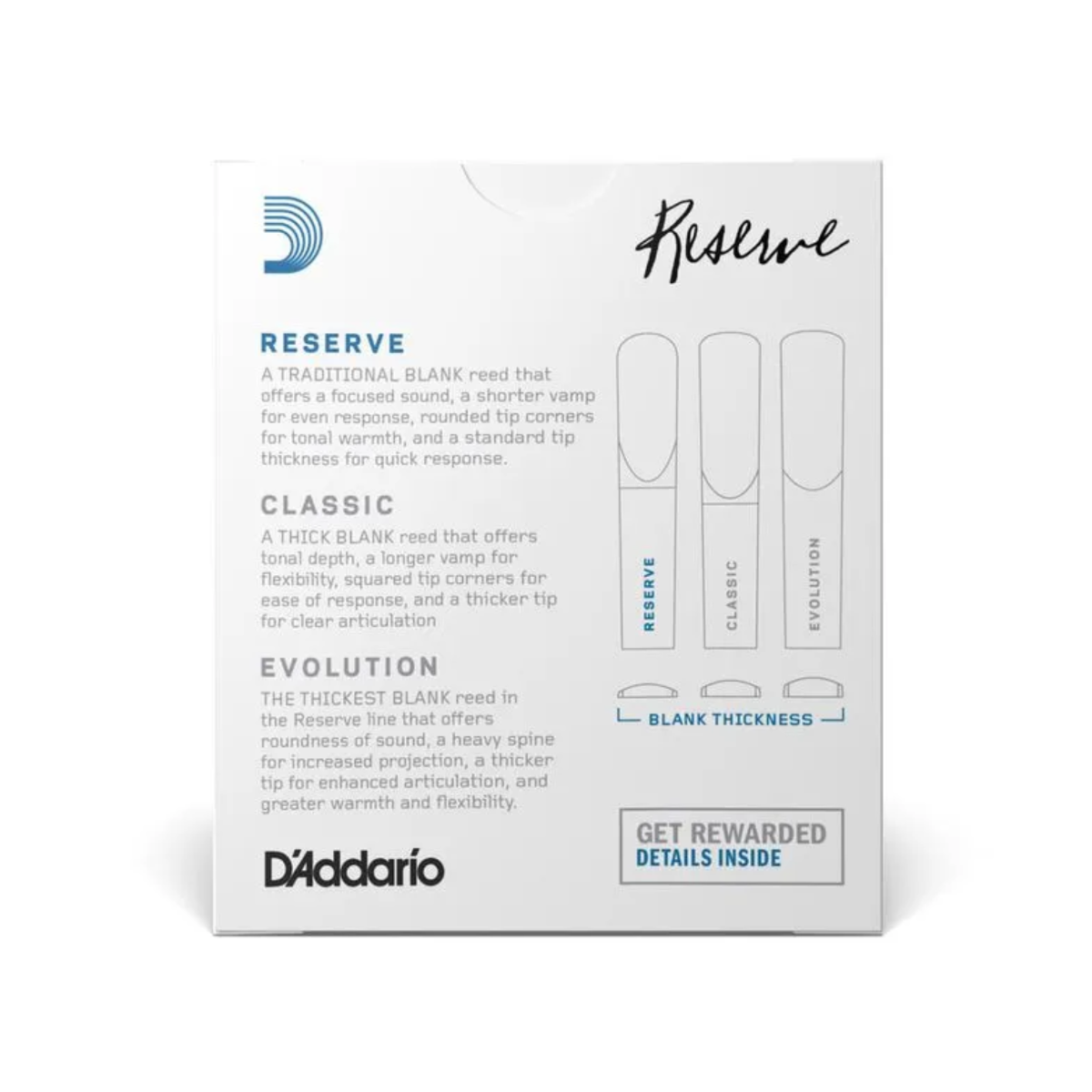 Palheta D' Addario Clarinete Reserve 2.5 DCT1025 (Valor Unitário)
