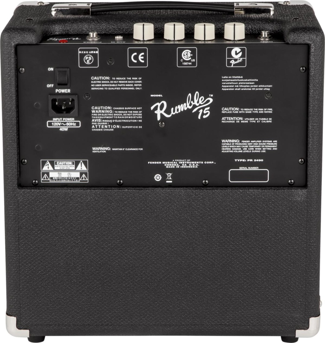 Amplificador Fender Combo Rumble 15 V3 120V 2370100000