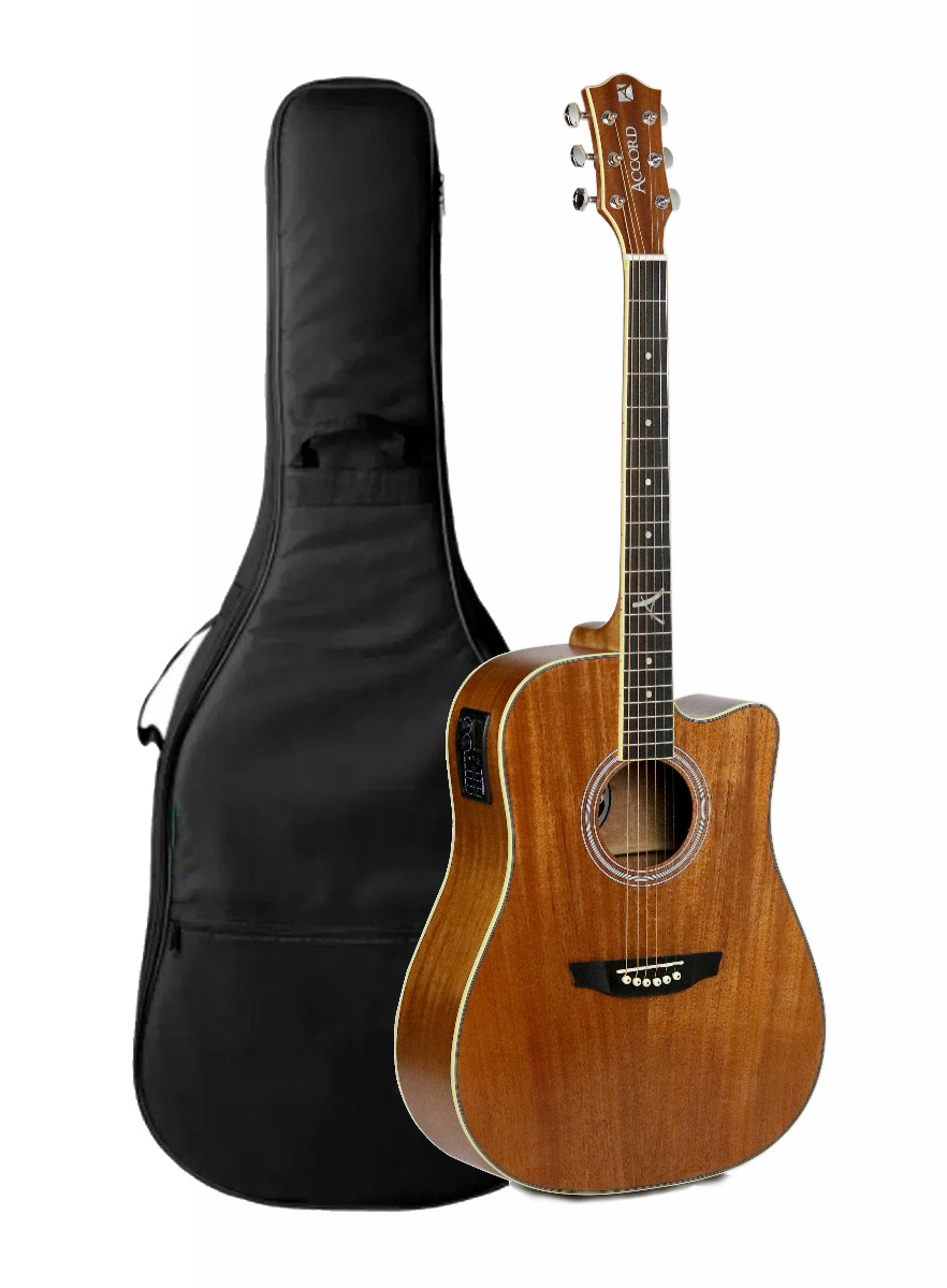Violão Eletrico Accord AFK-255 Folk Aço Com Afinador All Mahogany
