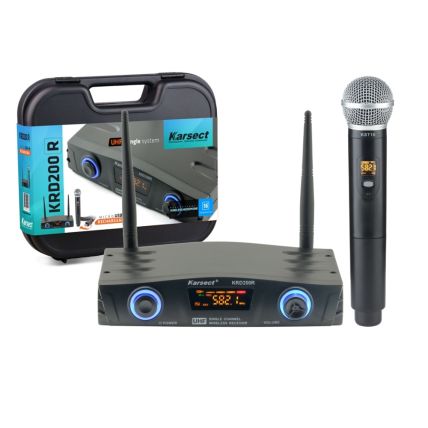 Microfone Karsect KRD-200R Single Mão S/Fio Recarregável