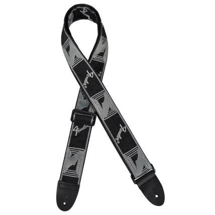 Correia Fender Monograma Preta C/Logo Cinza Claro