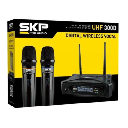 Microfone sem Fio skp uhf 300D de Mão Duplo Preto