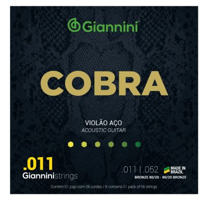 Encordoamento Giannini Violão Aço Cobra Super Light 0.011 Bronze 80/20 CA82SL