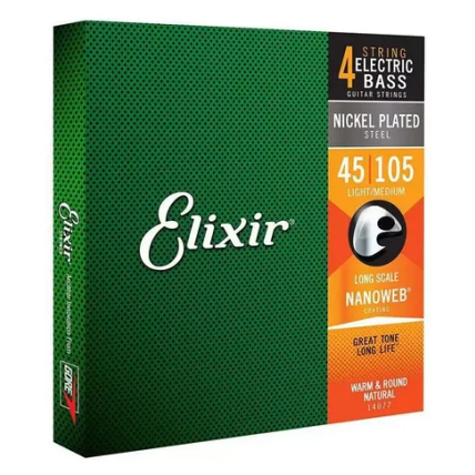 Encordoamento Elixir Para Baixo 4 Cordas 045 Medium Light