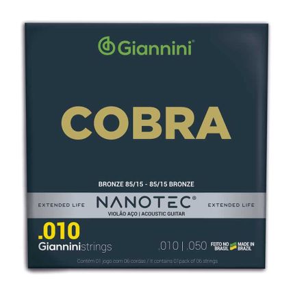 Encordoamento Giannini Violão Aço Cobra Bronze 85/15 010.050