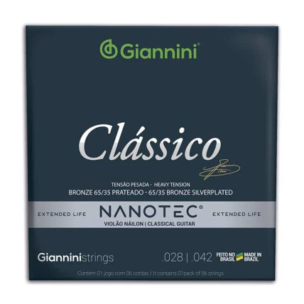 Encordoamento Giannini Violão Nylon Clássico Pesada Bronze 028.042 65/35 Nanotec