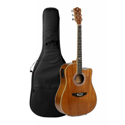 Violão Eletrico Accord AFK-255 Folk Aço Com Afinador All Mahogany