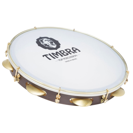 Pandeiro Timbra 12 Pol Formica Pele Leitosa Aro Dourado C/Capa