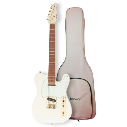 Guitarra Benson Telecaster Hardy Series SS 904 Olympic White Gold Escudo Branco Com Bag