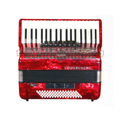 Acordeon Todeschini 37 Teclas e 80 Baixos Vermelho com Bag
