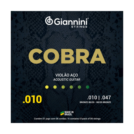 Encordoamento Giannini Violão Aço Cobra Bronze 80-20 CA82XL 16897