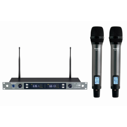 Microfone Karsect KRP-2R Sem Fio Duplo Mao Rack