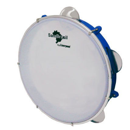 Pandeiro Liverpool Standard Sambrasil 10" Azul Pele Branca.