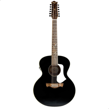 Violao Eletrico Tagima Jumbo 12 Cordas EQ Aço Tampo Cedro Solido B/S Flamed Okoume FS-600 XII NC Black 4961