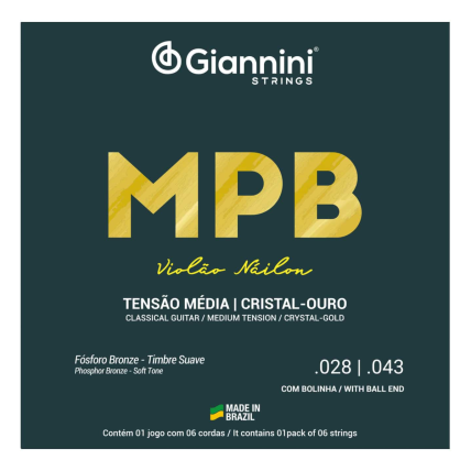 Encordoamento Giannini Violao Nylon MPB Cristal Ouro - GENWG