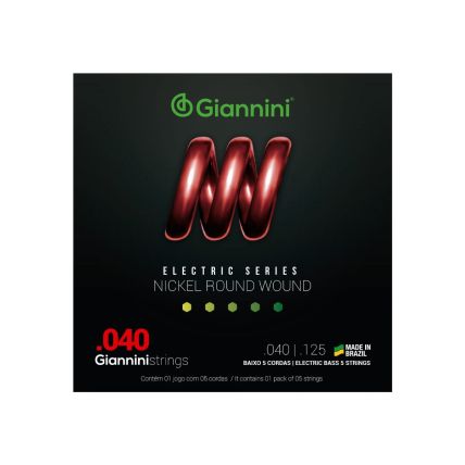 Encordoamento Giannini Baixo 5 Cordas Nickel Round Wound 040.125